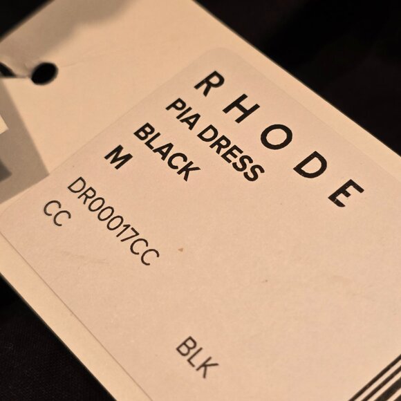 NEW RHODE PIA SHIRRED MINI DRESS IN BLACK SIZE M - Picture 6 of 6